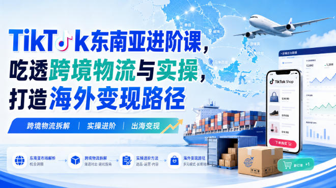 TikTok东南亚进阶课,吃透跨境物流与实操,打造海外变现路径-吾爱云课堂