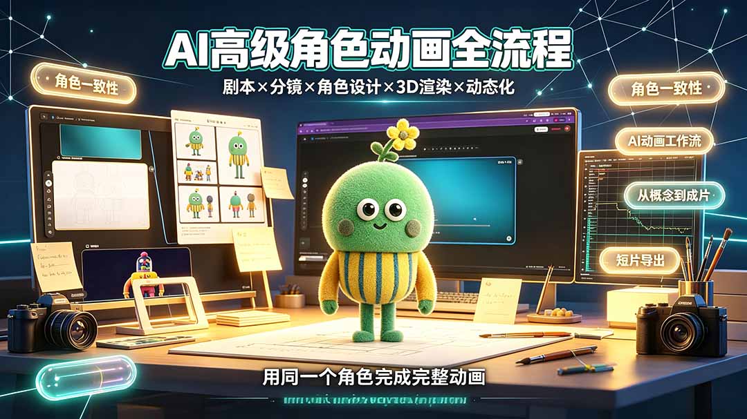 AI高级角色动画全流程：剧本×分镜×角色设计×3D渲染×动态化，从概念到成片一站式教学-吾爱云课堂