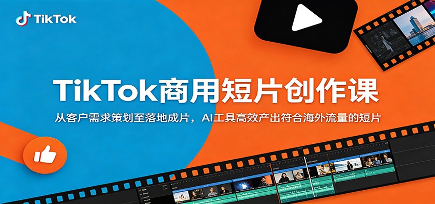 TikTok商用短片创作课：从客户需求策划至落地成片，AI工具高效产出符合海外流量的短片-吾爱云课堂