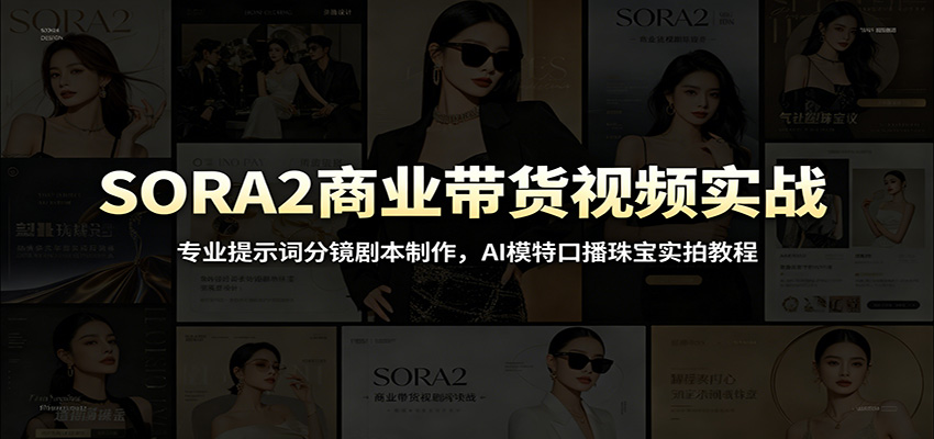 SORA2商业带货视频实战：专业提示词分镜剧本制作，AI模特口播珠宝实拍教程-吾爱云课堂