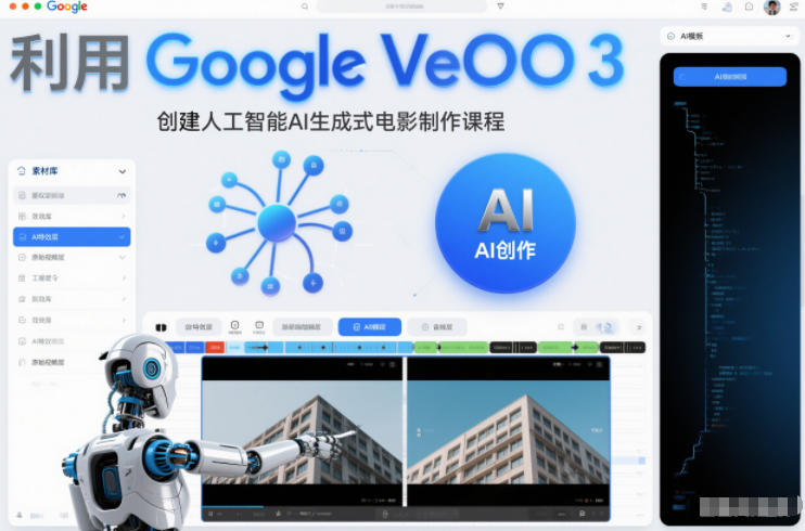 利l用Google Veo 3创建人工智能AI生成式电影制作课程，使用人工智能的力量创建令人惊叹的视频-吾爱云课堂