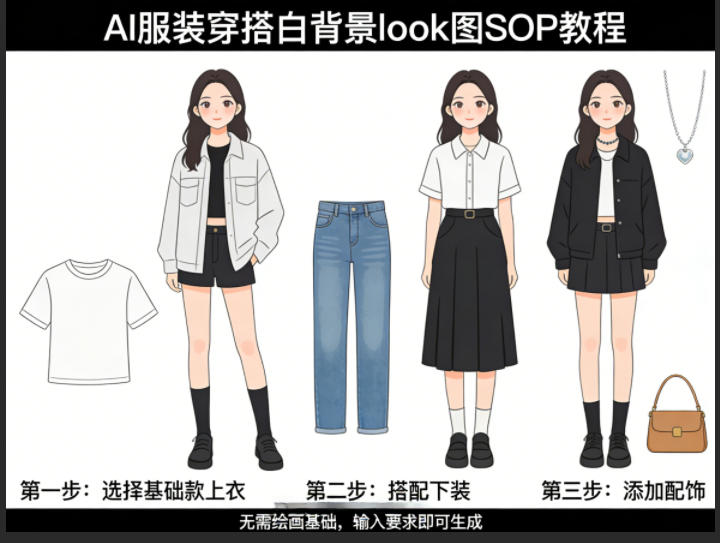 AI服装穿搭白背景look图SOP教程，不用会画画，提几句具体要求，AI就能还你一个奇迹-吾爱云课堂