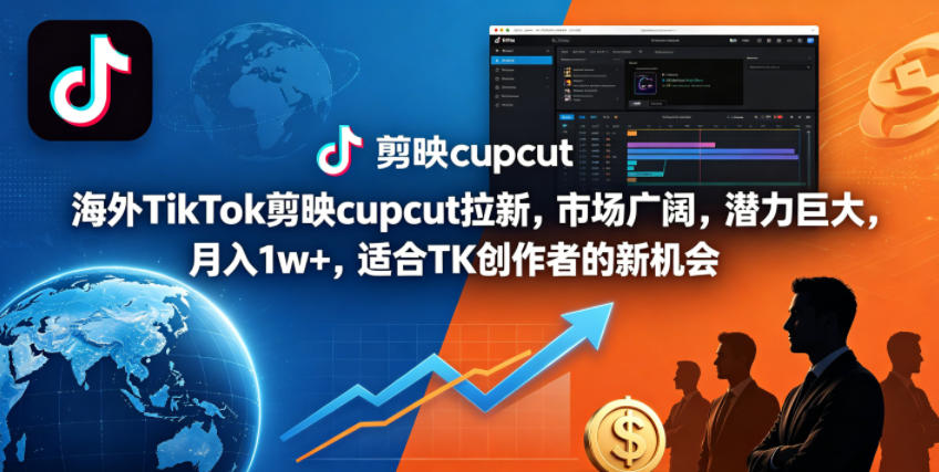海外TikTok剪映cupcut拉新，市场广阔，潜力巨大，月入1w+，适合TK创作者的新机会-吾爱云课堂