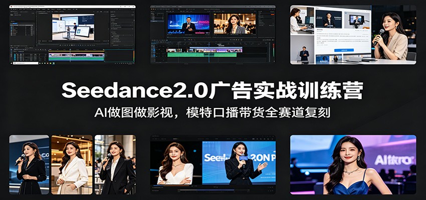 Seedance2.0广告实战训练营：AI做图做影视，模特口播带货全赛道复刻-吾爱云课堂
