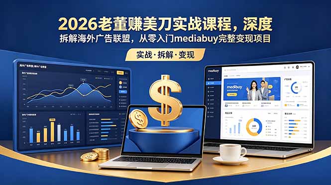 2026老董赚美刀实战课程，深度拆解海外广告联盟，从零入门mediabuy完整变现项目-吾爱云课堂
