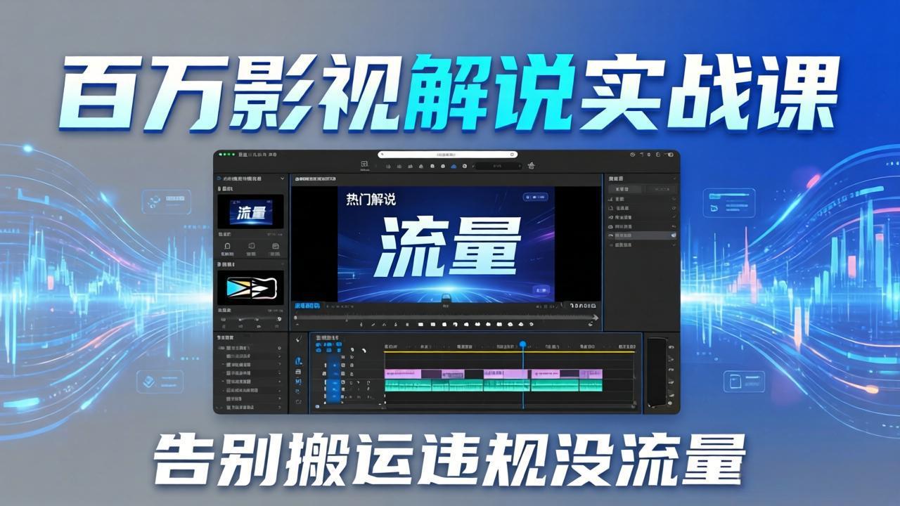 百万影视解说实战课：告别搬运违规没流量，AI文案+配音+剪映，做出能上热门的解说视频-吾爱云课堂