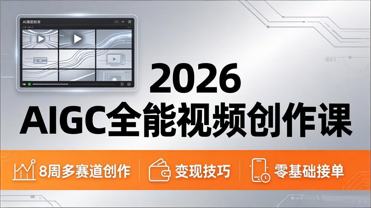 2026AIGC全能视频创作课，8周吃透多赛道创作+变现，零基础也能高效出片接单-吾爱云课堂