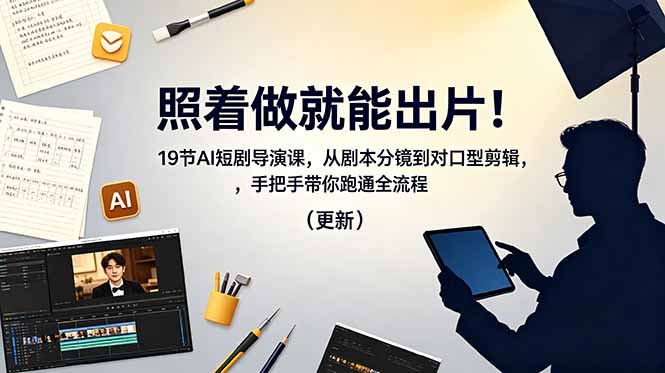 照着做就能出片！19节AI短剧导演课，从剧本分镜到对口型剪辑，手把手带你跑通全流程(更新-吾爱云课堂