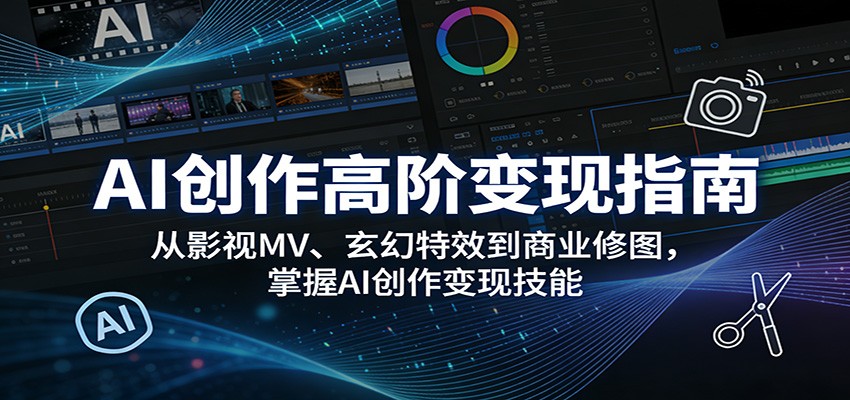 AI创作高阶变现指南：从影视MV、玄幻特效到商业修图，掌握AI创作变现技能-吾爱云课堂