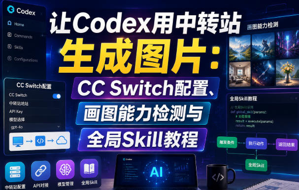 让Codex用中转站生成图片：CC Switch配置、画图能力检测与全局Skill教程-吾爱云课堂
