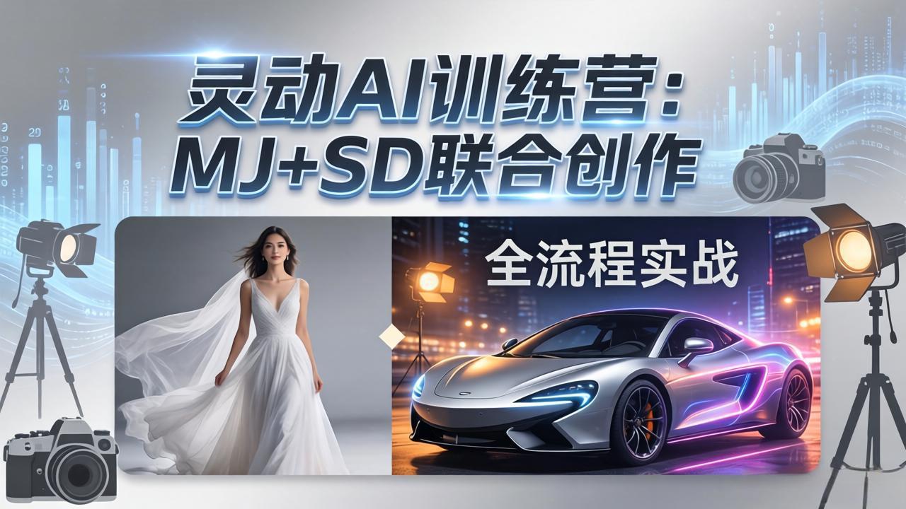 灵动AI训练营-3.0课程：MJ+SD联合创作，从婚纱大片到汽车广告，摄影后期全流程实战-吾爱云课堂