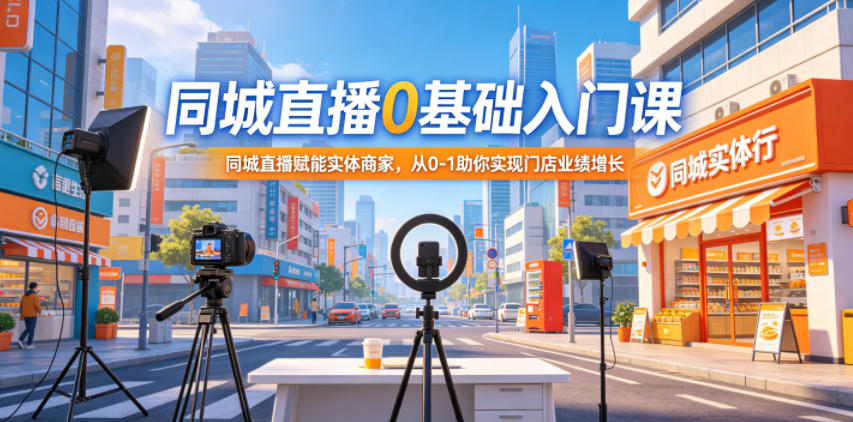 同城直播0基础入门课，同城直播赋能实体商家，从0-1助你实现门店业绩增长-吾爱云课堂