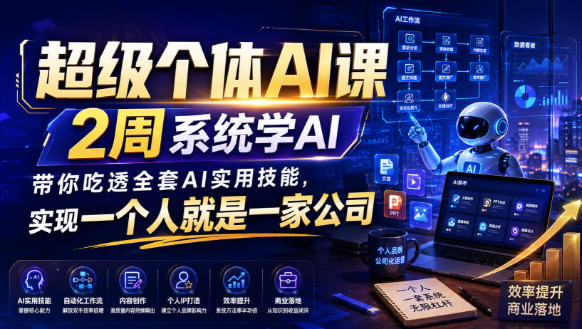 超级个体AI课，2周系统学AI，带你吃透全套AI实用技能，实现一个人就是一家公司(更新0818)-吾爱云课堂