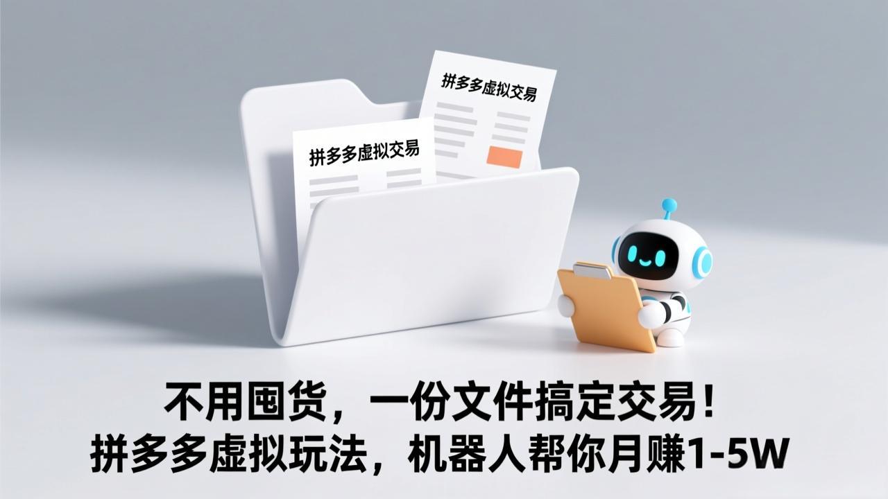不用囤货，一份文件搞定交易！拼多多虚拟玩法，机器人帮你月赚 1-5W-吾爱云课堂