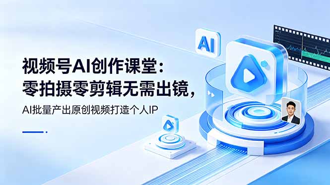 视频号AI创作课堂：零拍摄零剪辑无需出镜，AI批量产出原创视频打造个人IP-吾爱云课堂