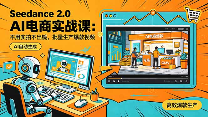 Seedance 2.0 AI电商实战课：不用实拍不出镜，批量生产爆款视频打爆GMV-吾爱云课堂