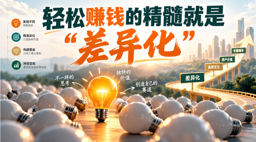 某公众号付费文章：轻松賺钱的精髓就是“差异化”-吾爱云课堂