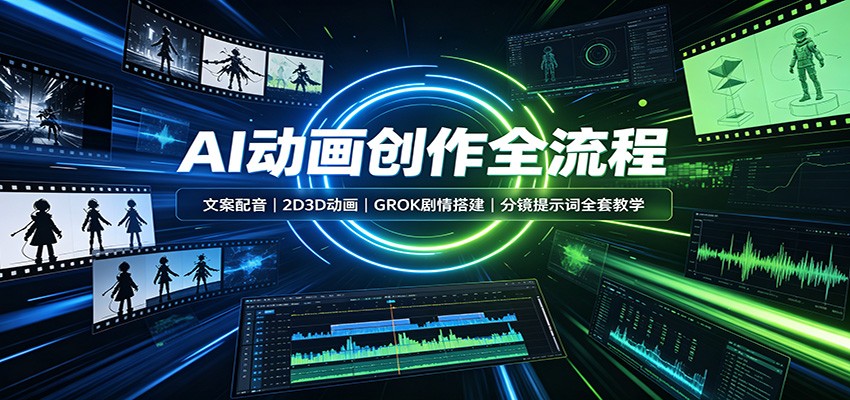 AI动画创作全流程：文案配音，2D3D动画，GROK剧情搭建，分镜提示词全套教学-吾爱云课堂