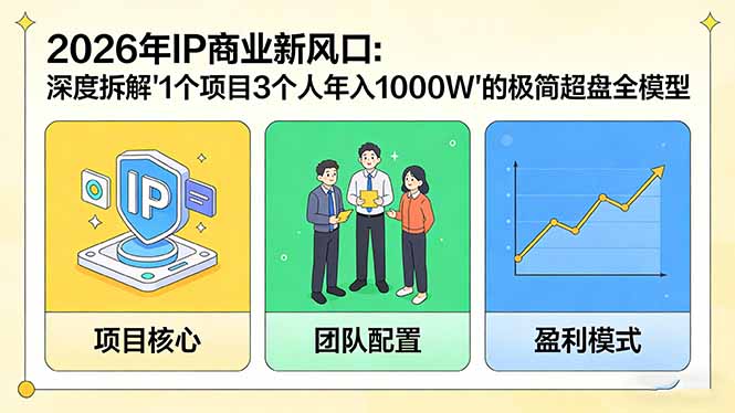 2026年IP商业新风口：深度拆解“1个项目3个人年入1000W”的极简超盘全模型-吾爱云课堂