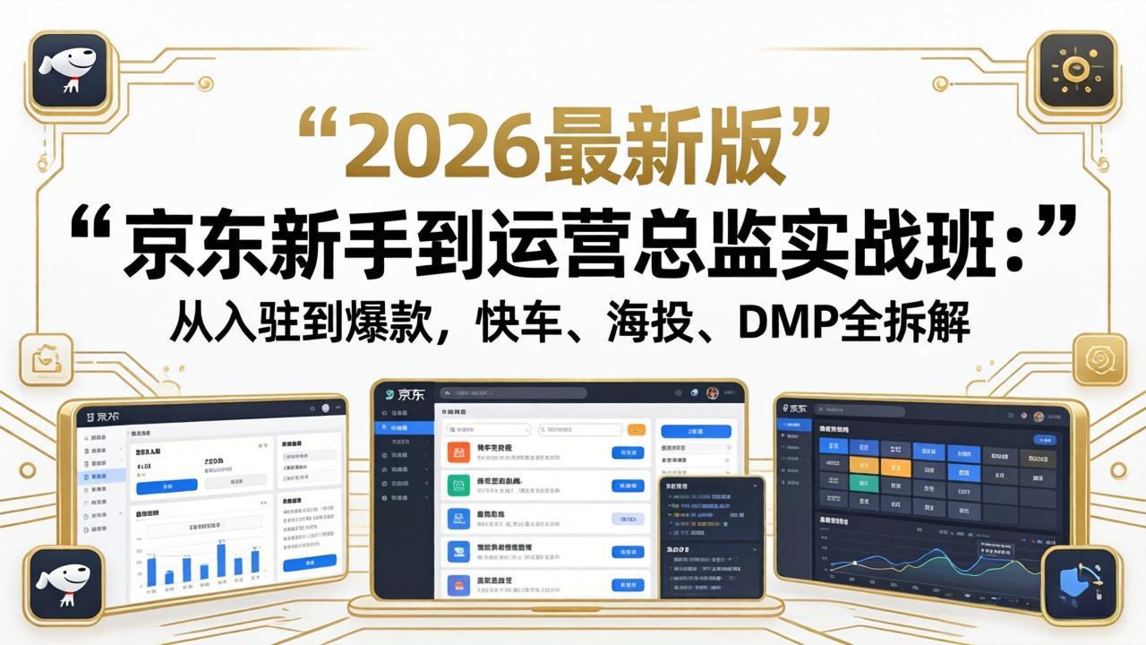 京东新手到运营总监实战班：从入驻到爆款，快车、海投、DMP全拆解，2026最新版-吾爱云课堂