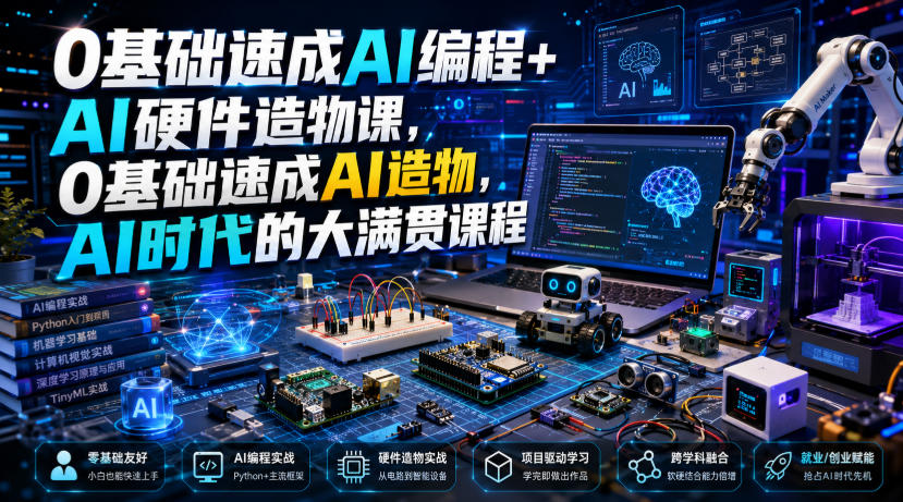 0基础速成AI编程+AI硬件造物课，0基础速成AI造物，AI时代的大满贯课程-吾爱云课堂