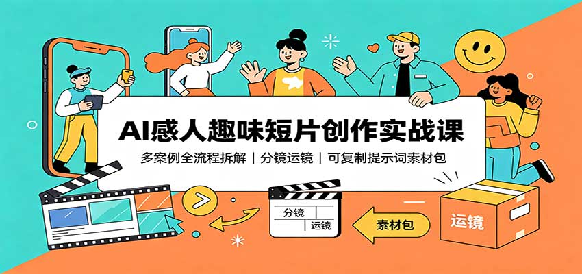 AI感人趣味短片创作实战课：多案例全流程拆解，分镜运镜，可复制提示词素材包-吾爱云课堂