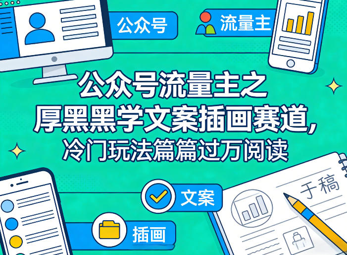 公众号流量主之厚黑学文案插画赛道，冷门玩法篇篇过万阅读-吾爱云课堂