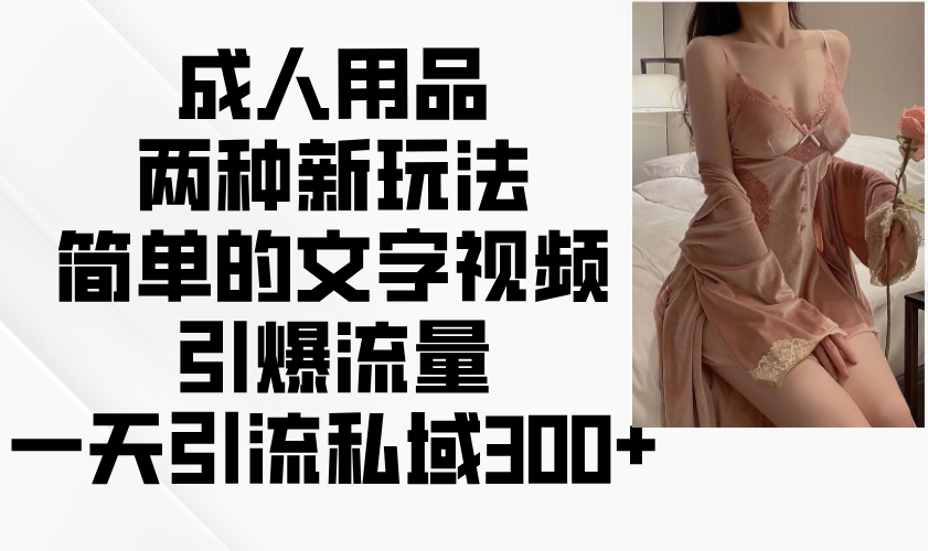 成人用品两种新玩法,简单的文字视频引爆流量,一天引流私域300+-吾爱云课堂