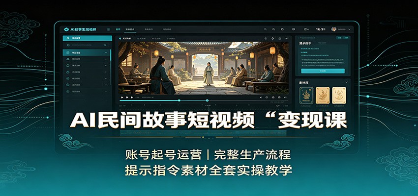 AI民间故事短视频变现课:账号起号运营,完整生产流程,提示指令素材全套实操教学-吾爱云课堂