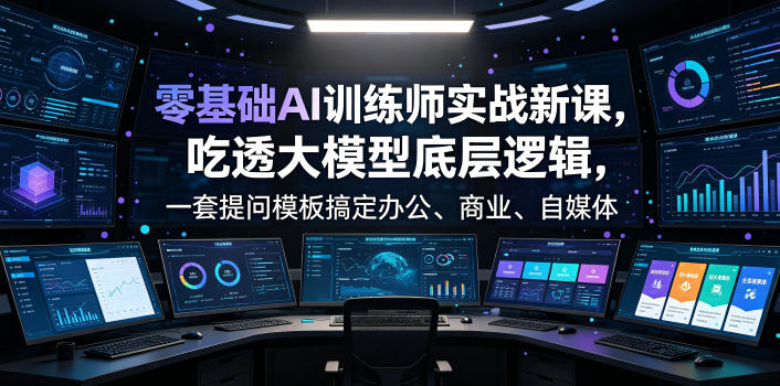 零基础AI训练师实战课,吃透大模型底层逻辑,一套提问模板搞定办公、商业、自媒体、设计、生活全场景AI落地应用-吾爱云课堂