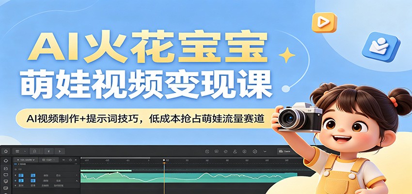 AI火花宝宝萌娃视频变现课：AI视频制作+提示词技巧，低成本抢占萌娃流量赛道-吾爱云课堂