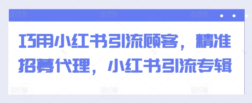 巧用小红书引流顾客,精准招募代理,小红书引流专辑-吾爱云课堂