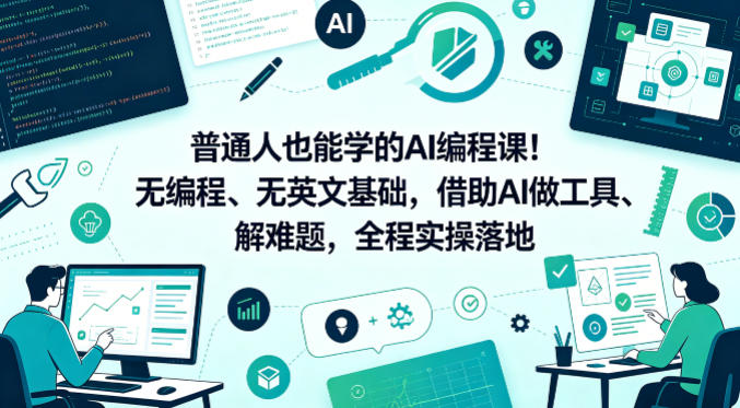 普通人也能学的AI编程课！无编程、无英文基础，借助AI做工具、解难题，全程实操落地-吾爱云课堂