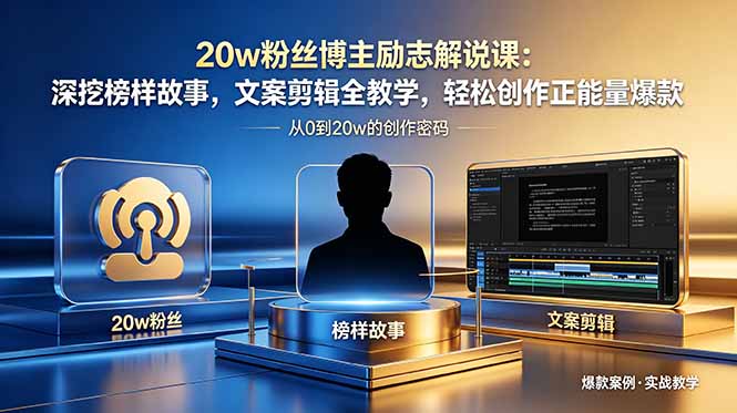 20w粉丝博主励志解说课：深挖榜样故事，文案剪辑全教学，轻松创作正能量爆款-吾爱云课堂