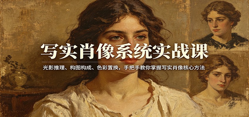 写实肖像系统实战课：光影推理、构图构成、色彩置换，手把手教你掌握写实肖像核心方法-吾爱云课堂