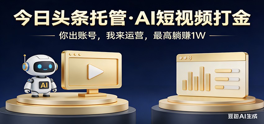 头条号AI托管，我提供作品，你提供账号，每天5分钟发布，小白躺赚3000+-吾爱云课堂