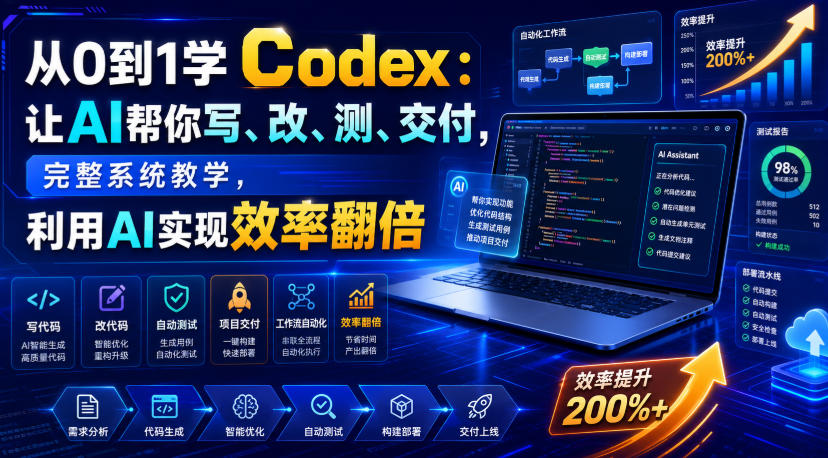 从0到1学Codex：让AI帮你写、改、测、交付，完整系统教学，利用AI实现效率翻倍(更新0918)-吾爱云课堂