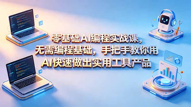 零基础AI编程实战课-更新，无需编程基础，手把手教你用AI快速做出实用工具产品-吾爱云课堂