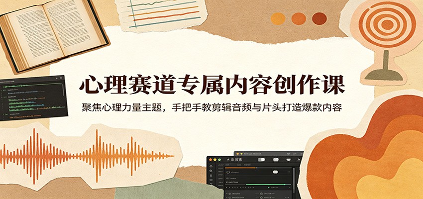 心理赛道专属内容创作课：聚焦心理力量主题，手把手教剪辑音频与片头打造爆款内容-吾爱云课堂