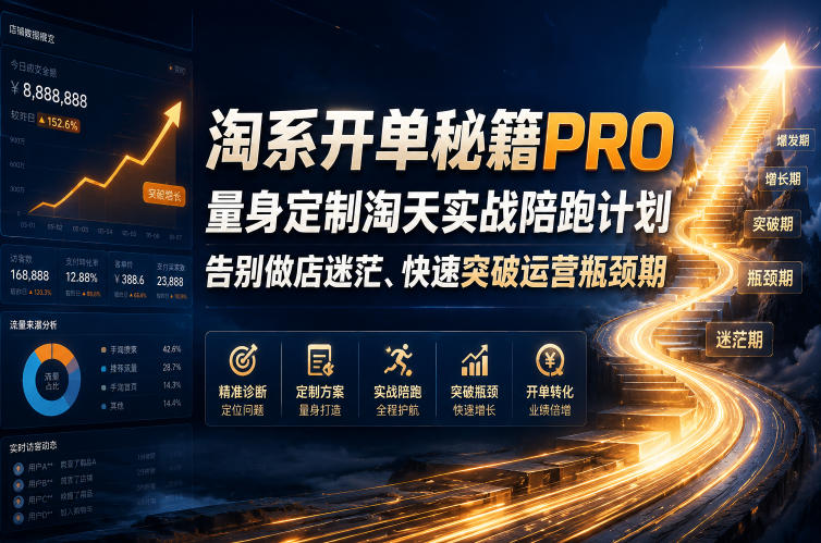 淘系开单秘籍PRO，量身定制淘天实战陪跑计划，告别做店迷茫、快速突破运营瓶颈期(更新260823)-吾爱云课堂