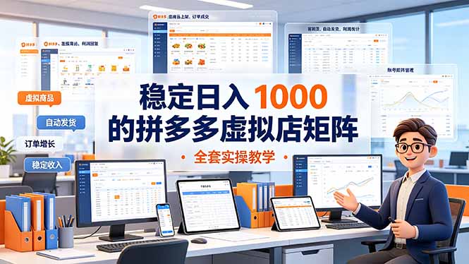 稳定日入 1000 的拼多多虚拟店矩阵，全套实操教学-吾爱云课堂