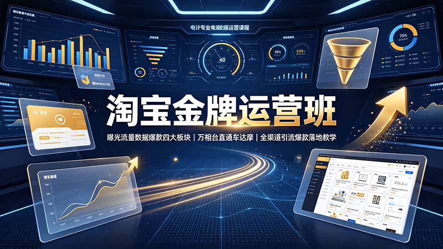 淘宝金牌运营班-7月:曝光流量数据爆款四大板块|万相台直通车达摩|全渠道引流爆款落地教学-吾爱云课堂