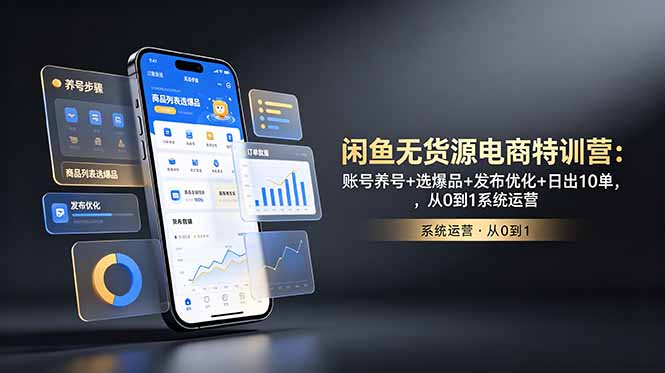 闲鱼无货源电商特训营：账号养号+选爆品+发布优化+日出10单，从0到1系统运营-吾爱云课堂