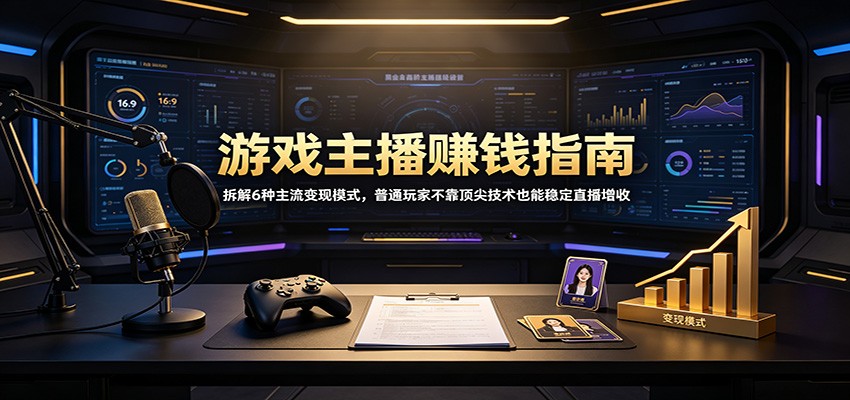 游戏主播赚钱指南：拆解6种主流变现模式，普通玩家不靠顶尖技术也能稳定直播增收-吾爱云课堂