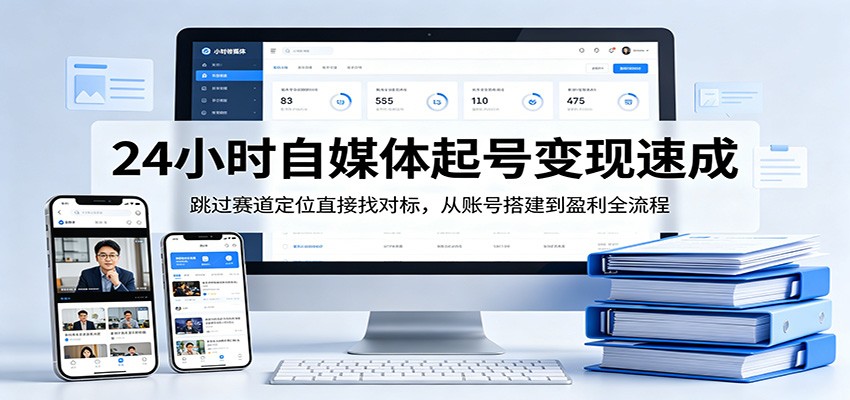 24小时自媒体起号变现速成，跳过赛道定位直接找对标，从账号搭建到盈利全流程-吾爱云课堂