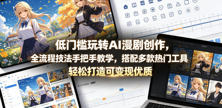 低门槛玩转AI漫剧创作，全流程技法手把手教学，搭配多款热门工具，轻松打造可变现优质作品-吾爱云课堂