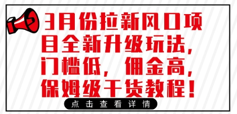 3月份拉新风口项目全新升级玩法,门槛低,佣金高,保姆级干货教程-吾爱云课堂