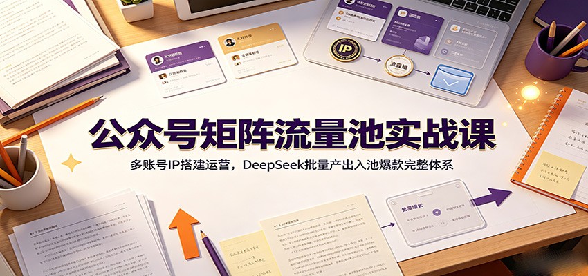 公众号矩阵流量池实战课：多账号IP搭建运营，DeepSeek批量产出入池爆款完整体系-吾爱云课堂