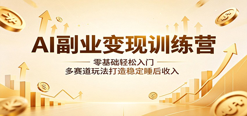 AI副业变现训练营：零基础轻松入门，多赛道玩法打造稳定睡后收入-吾爱云课堂