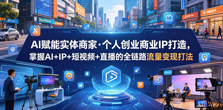 AI赋能实体商家·个人创业商业IP打造，掌握AI+IP+短视频+直播的全链路流量变现打法-吾爱云课堂